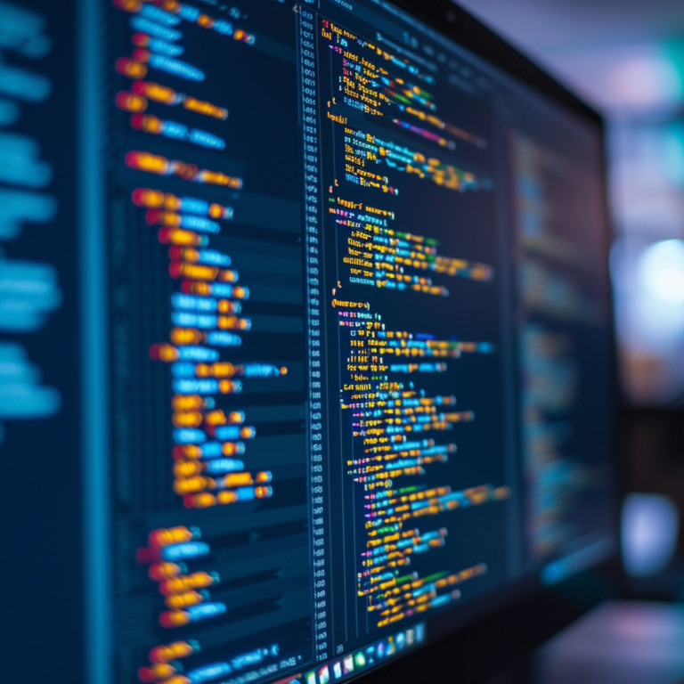 a close up view of a computer monitor with lots of code.